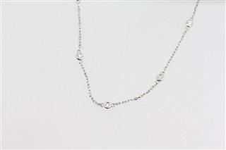 14k White Gold Diamond Cable Chain Necklace - 18